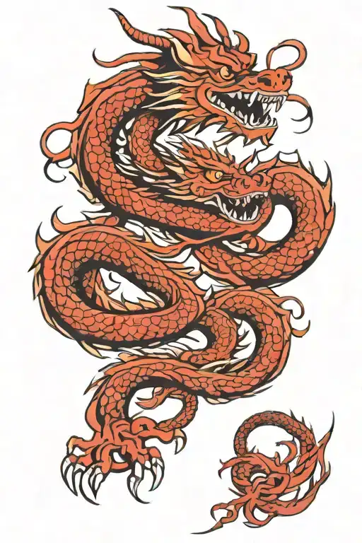 traditional red Chinese dragon tattoo wrap around  tattoo design idea