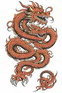traditional red Chinese dragon tattoo wrap around  tattoo design idea