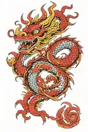 traditional red Chinese dragon tattoo wrap around  tattoo design idea