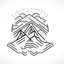 A minimalist outline of the Colorado mountains with the Denver city skyline in the background and a colorado flag in top tattoo design idea