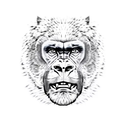 half panther face half gorilla face tattoo design idea