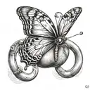 kettlebell semicolon butterfly tattoo design idea