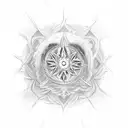 A serene meditation scene in a mystical astral realm tattoo design idea