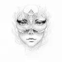 A serene meditation scene in a mystical astral realm tattoo design idea