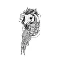 a horse with wings and shadows with red  flowers tattoo design idea