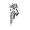 a horse with wings and shadows with red  flowers tattoo design idea