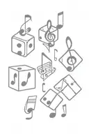 music notes dice set tattoo design idea