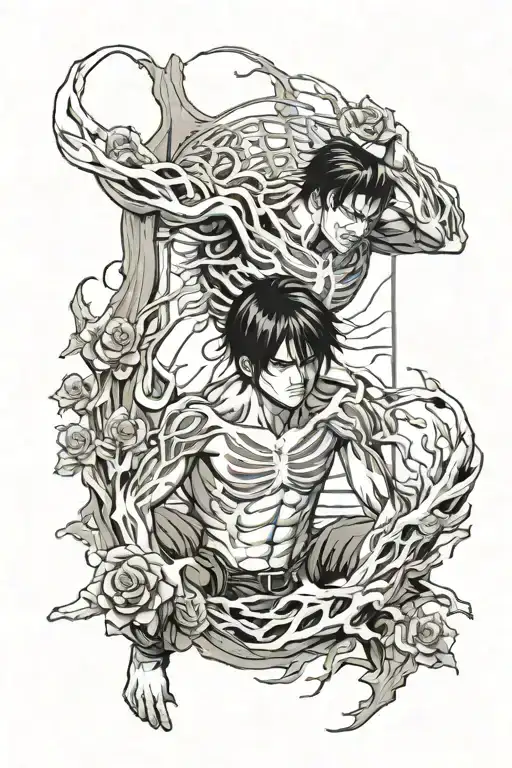 eren yeager escaping his own ribcage ripped open tattoo design idea