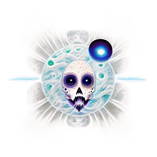 cosmic horror open eyes in deep dark space tattoo design idea