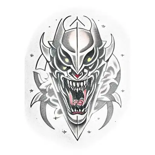 Caballero humano con armadura de lobo y espada de dragon tattoo design idea