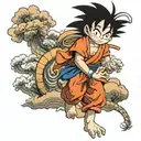 kid goku standing in front tattoo design idea