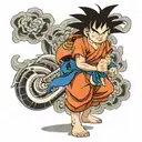 kid goku standing in front tattoo design idea