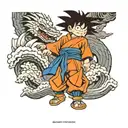 kid goku standing in front tattoo design idea