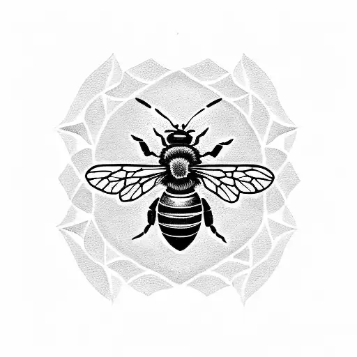 bee surrounded by a laurel wreath tattoo design idea