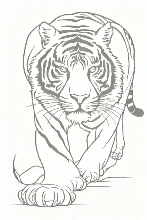 tiger walking tattoo design idea