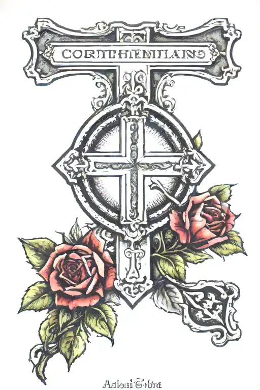 1Corinthians 13:13 in a cross from  tattoo design idea