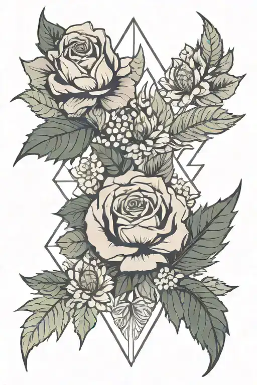 rose, fern, maple leaf, thistle, clover, iris, cherry blossom tattoo design idea