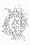 An intricate design combining the Ajax Amsterdam logo with elements of Italian art and culture tattoo design idea