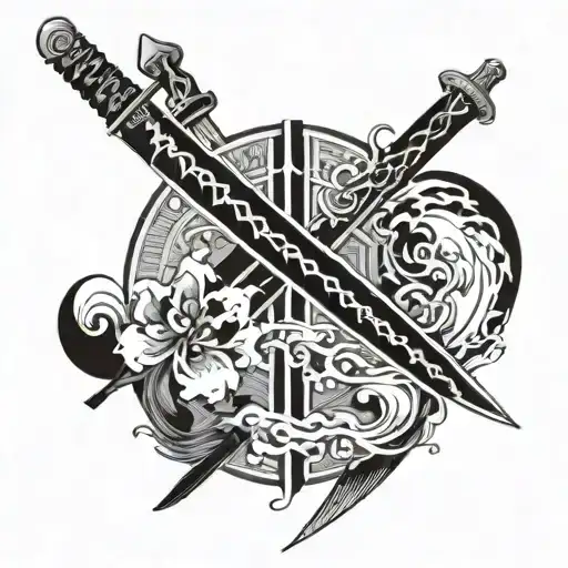 THE WORD RESURRECTED WITH A KATANA tattoo design idea
