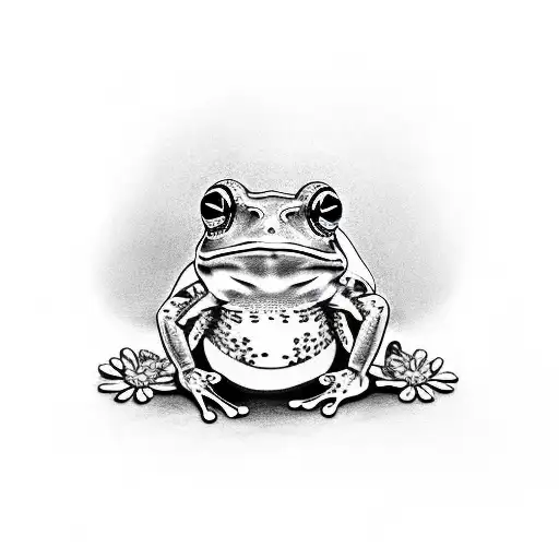 frog with flowers  tattoo design idea