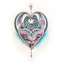 anatomic heart down part with waves  tattoo design idea