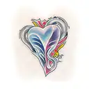 anatomic heart down part with waves  tattoo design idea
