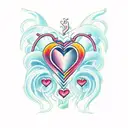 anatomic heart down part with waves  tattoo design idea