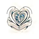 anatomic heart down part with waves  tattoo design idea