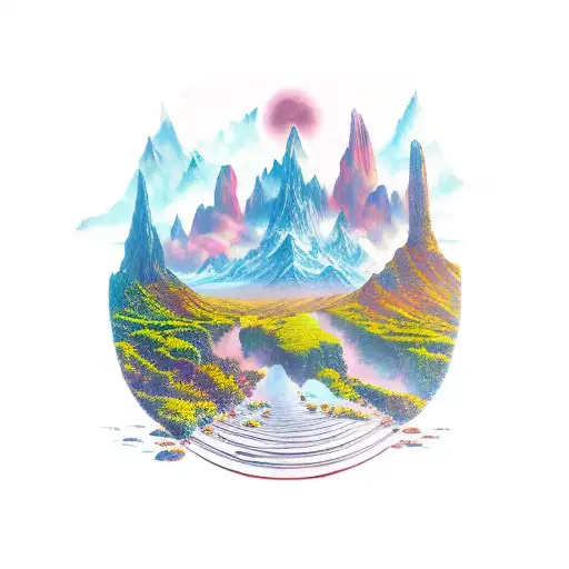 dark sky line of the valley of the shadow of death tattoo design idea