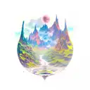 dark sky line of the valley of the shadow of death tattoo design idea