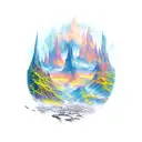 dark sky line of the valley of the shadow of death tattoo design idea