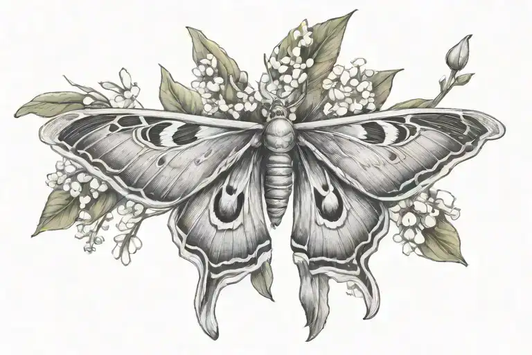 atlas moth with lily of the valley on the wings tattoo design idea