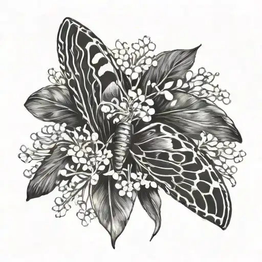 atlas moth with lily of the valley on the wings tattoo design idea
