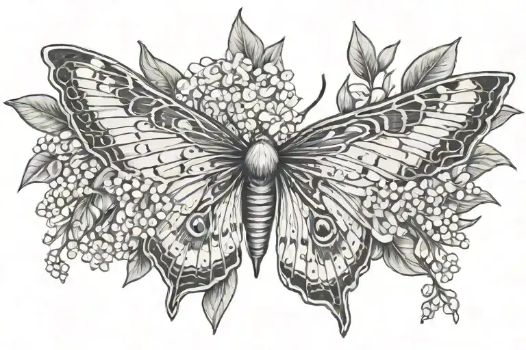 atlas moth with lily of the valley on the wings tattoo design idea