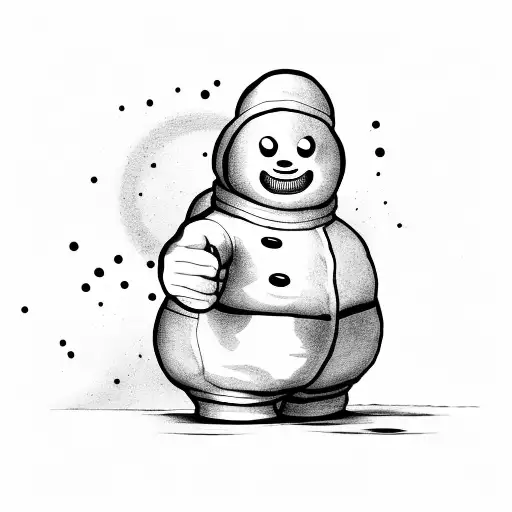 michelin man with a knife popping himself  tattoo design idea