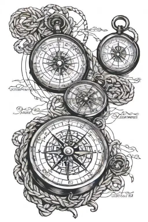 compass rope map , pocket waatch story short I tattoo design idea