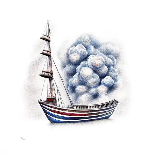 boat burning tattoo design idea