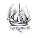 boat burning tattoo design idea