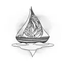 boat burning tattoo design idea