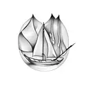 boat burning tattoo design idea