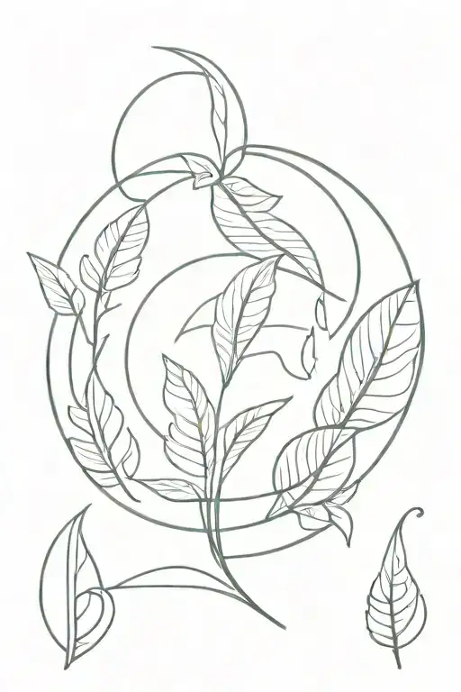  plantain leaf, cooking symbols, celestial symbols and horse  tattoo design idea
