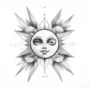 half moon half sun tattoo design idea