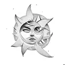 half moon half sun tattoo design idea