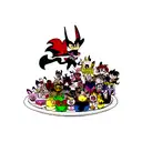 Mix of the following characters: Albator Alice wonderland Animaniacs Batman, joker & harley quin Bowser Buzz l’eclair Ca tattoo design idea