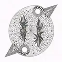 A pair of twin footprints with intricate constellation patterns representing Gemini tattoo design idea