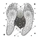 A pair of twin footprints with intricate constellation patterns representing Gemini tattoo design idea
