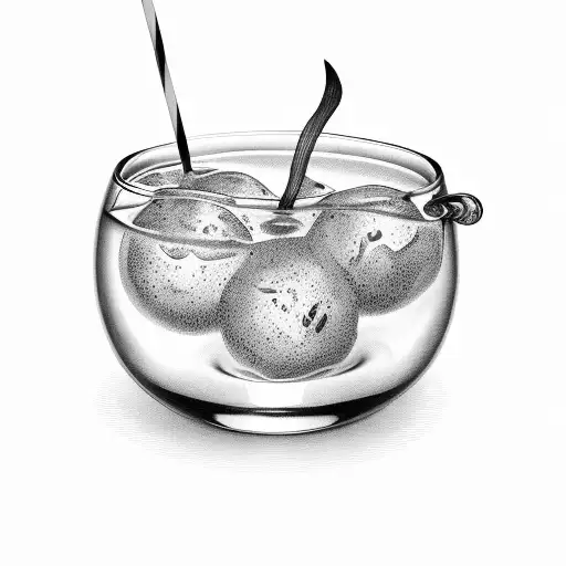 cup of gin ball tattoo design idea