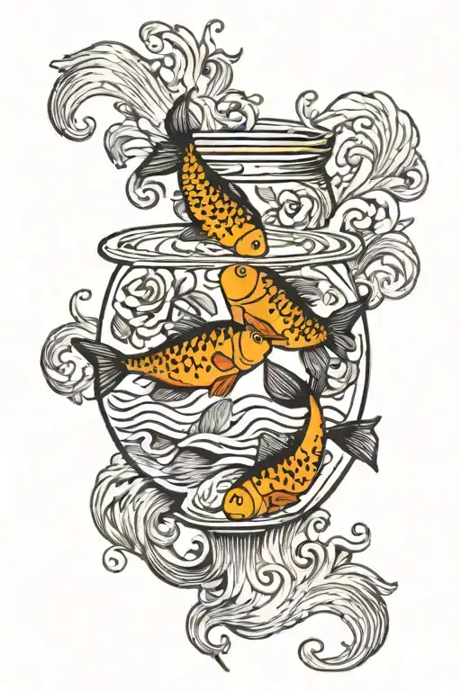 two lost souls swimming in a fishbowl tattoo design idea