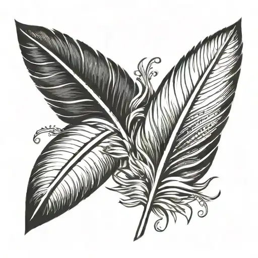 Black feather with white tip tattoo tattoo design idea