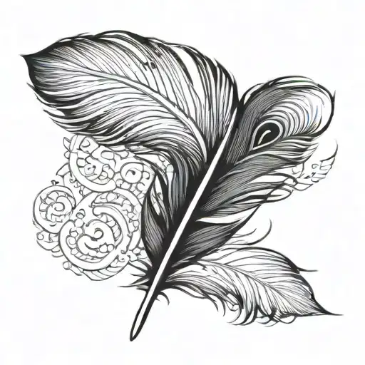 Black feather with white tip tattoo tattoo design idea